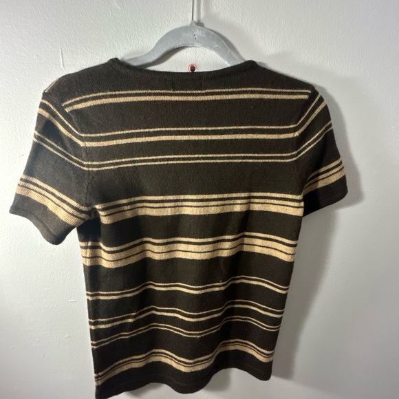Liz Claiborne Olive and Beige Striped Top - Picture 2 of 3